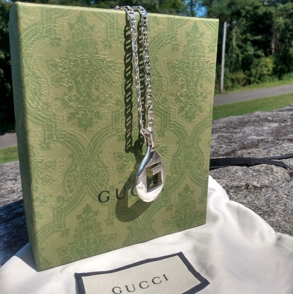 Gucci Square G Cut Out Sterling Silver Nickel - Picture 3 of 12
